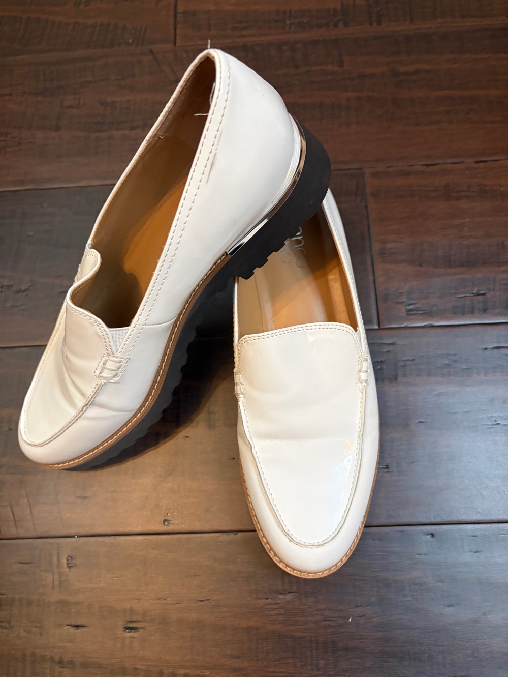 Franco Sarto White Leather Lug Sole Loafer preppy classic chic business casual - Picture 7 of 10
